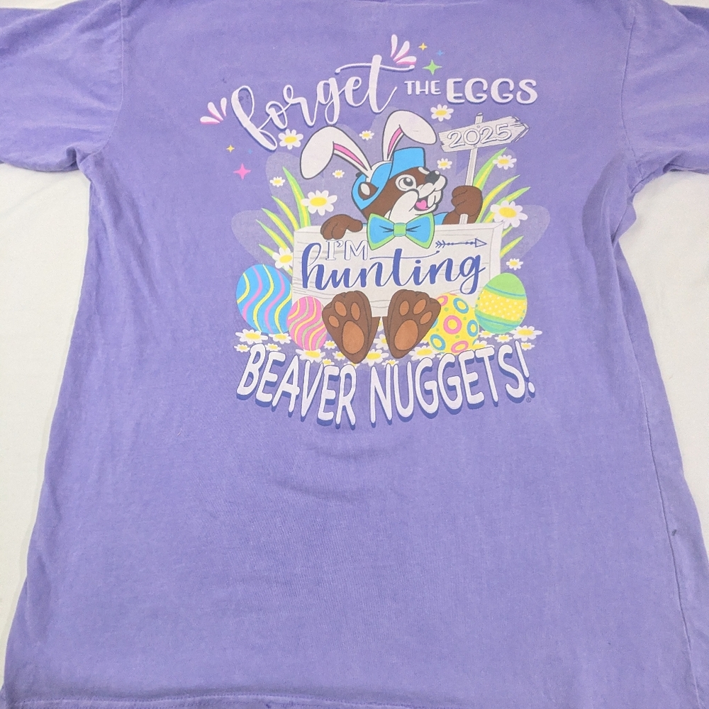 Buc-ee's Easter Beaver Nuggets Purple Tshirt XL. - Picture 5 of 6